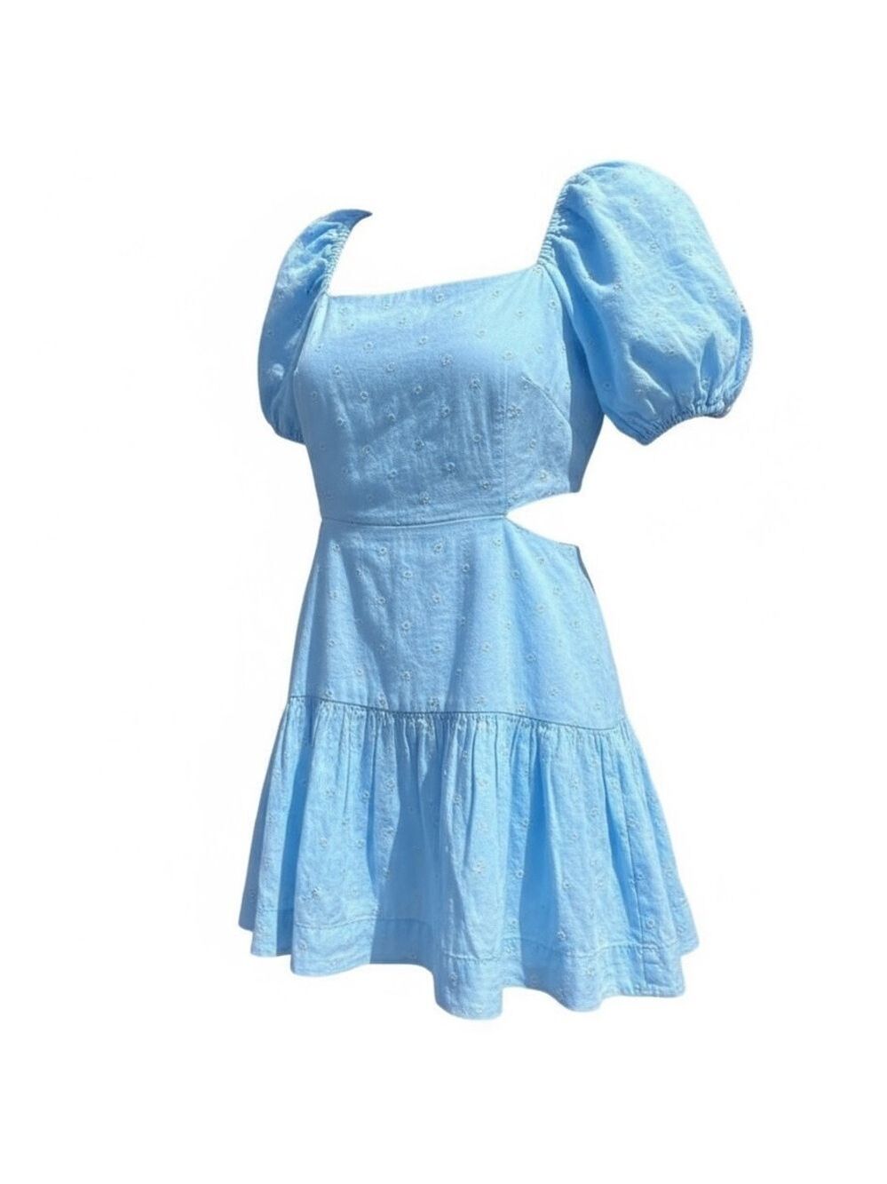 Lilly Pulitzer Kylanne Embroidered Linen Mini Dress Baby Blue Cutout Size 12 NWT - Picture 4 of 10